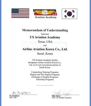 USAA 비행학교 - 한국사무소 지정 MOU
